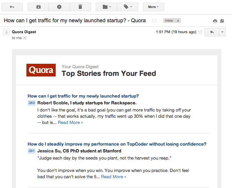 Quora Digest Email